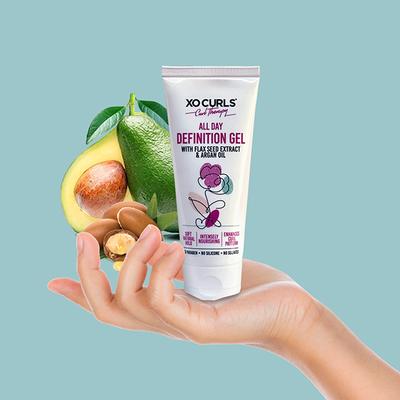 Xo Curls Soft Hold, All Day Definition Gel With Flax Seed & Argan Oil For Defined, Well Shaped Frizz Free Hair 100 ml - Hair Gels & Waxes
