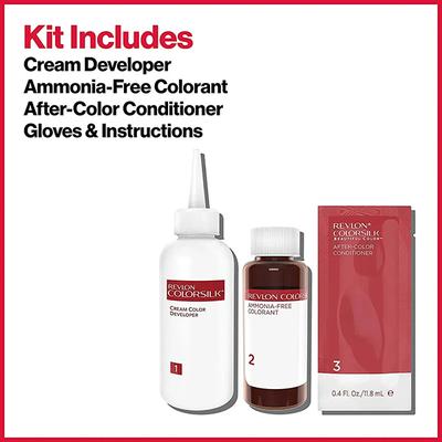 Revlon Colorsilk Hair Color With Keratin - 3D Color No Ammonia Deep Burgundy 3DB (40ml+40ml+11.8ml) 1's - Crème