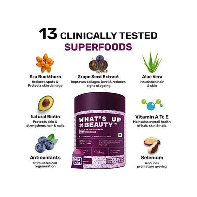 Whats Up Wellness Beauty for Healthy Hair, Skin and Nails No Added Sugar 60 Gummies - 60 Days 1's - Hair & Skin