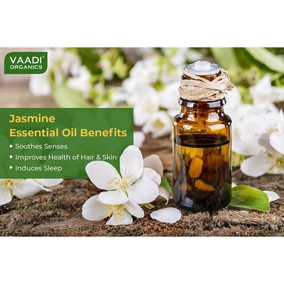Vaadi Herbals Jasmine Essential Oil - Nourishes Dry & Damaged Hair, Improves Sleep, Uplifts Mood, Reduces Acne & Blemishes - 100% Pure Therapeutic Grade 10 ml - Essential Oils
