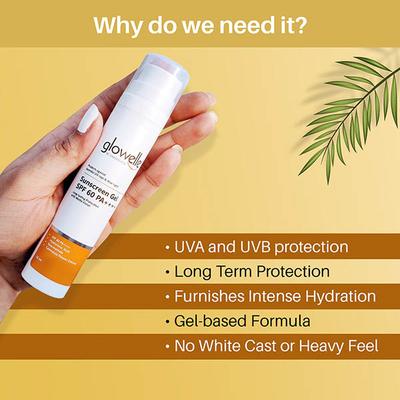 Aryanveda Glowelle Sunscreen Gel Spf 60 PA++++ Invisible Matte Finish & Broad Spectrum & UV A & UV B Protection 50 ml - Face Sunscreen