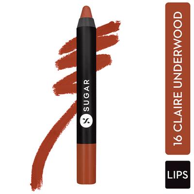 SUGAR Cosmetics Matte As Hell Crayon Lipstick - 16 Claire Underwood (Burnt Orange) 2.8 gm - Lip Crayons