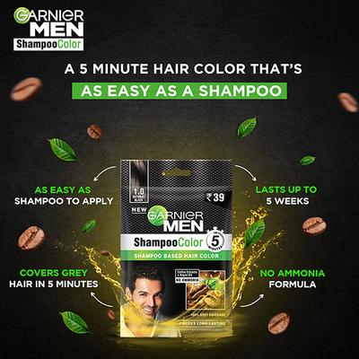 Garnier Men Shampoo Color Shade 1 Natural Black 10ml+10ml - Crème