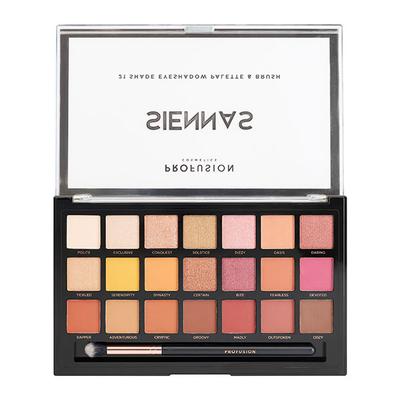 Profusion Cosmetics 21 Shade Eye Shadow Pallete & Brush - Siennas 33.6g - Eye Shadow Palettes