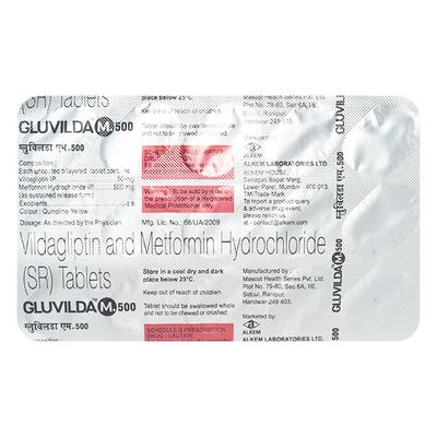 GLUVILDA M+ 500 Tablet 15's - Diabetes-Ant