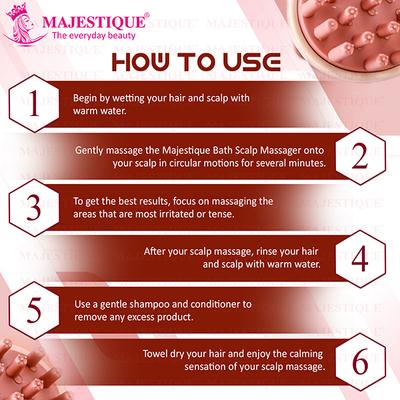 Majestique Body Bath Silicone Shampoo Massager, Hair Scalp and Head Care Massage - Multicolor 1's - Massagers