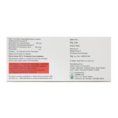 Doxcef CV DT 100mg Tablet 10'S - Bacterial Infections-Cep