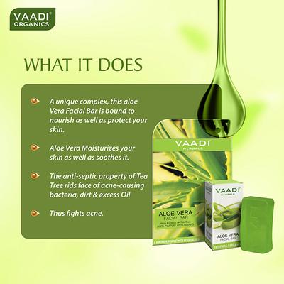 Vaadi Herbals Facial Bar Soap - Aloe Vera with Extract of Tea Tree Anti-Pimple Anti-Mask 25gm - Soaps