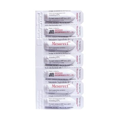 MESARECT 1g Suppositories 2x7's - Ulcerative Colitis/Bowel Inflammatory Disease-GIT