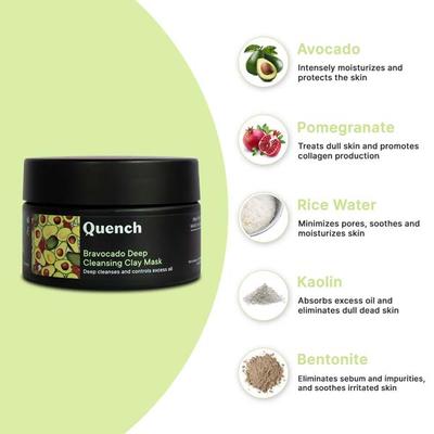 Quench Botanics Bravocado Deep Cleansing Clay Mask 50 ml - Masks & Peels