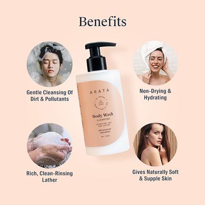 Arata Natural Hydrating & Non-Drying Body Wash With Coconut & Citrus Extracts 300 ml - Shower Gels & Body Wash
