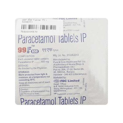 99F 650 Tablet 15's - Fever-Ana