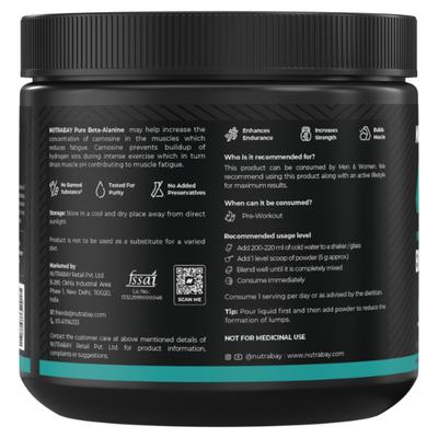 Nutrabay Pure Beta Alanine Amino Acid Powder - Unflavoured 250 gm - Amino Acids