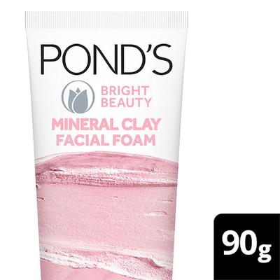 Pond's Bright Beauty Mineral Clay Facial Foam for Brightness + Oil Free Instant Glow 90gm - Face Washes