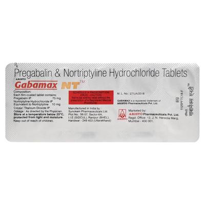 Gabamax NT 75mg Tablet 10'S - Neuropathic Pain-Dru