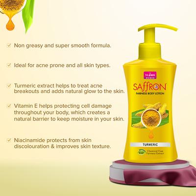Vi-John Women Saffron Turmeric Fairness Body Lotion 250 ml + Saffron Milk & Almond Fairness Body Lotion 250 ml 250 ml - Lotions & Creams