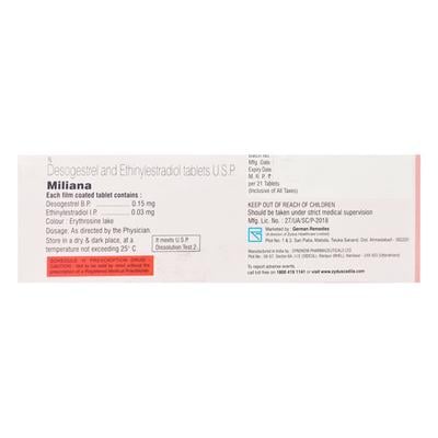 Miliana Tablet 21'S - Contraception-Ora