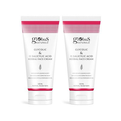 Globus Naturals Glycolic & 1% Salicylic Acid Herbal Anti Acne Face Cream, 100gm each 2's - Face Moisturizers