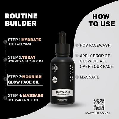 House of Beauty Super Fruit Glow Oil with Peach+Jojoba-All Skin Type For Massage & Primer 30ml - Face Oils