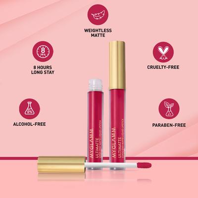 MyGlamm Ultimatte Long Stay Matte Liquid Lipstick-Pink Doll 2.5 ml - Lipsticks
