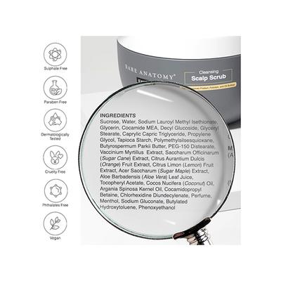 Bare Anatomy Scalp Scrub Up To 99% Dandruff Reduction Gently Removes Product, Pollution & Oil Buildup 250gm - Hair Creams