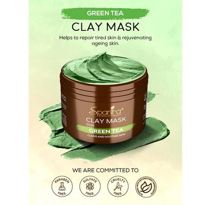 Spantra Green Tea Clay Mask 125 gm - Masks & Peels