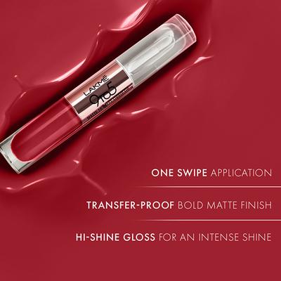 Lakme 9 to 5 Matte to Glass Liquid Lip - Vintage Red 7.6 ml - Liquid Lipsticks