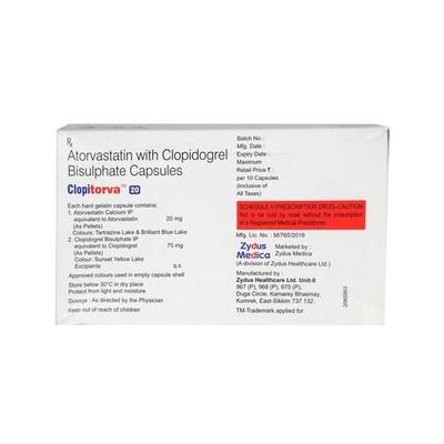Clopitorva 20mg Capsule 10'S - High Cholesterol-Dys
