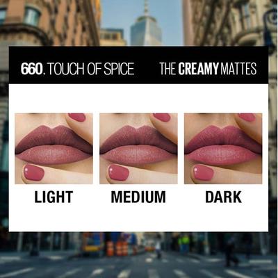 Maybelline New York Color Sensational Creamy Matte Lipstick, 660 Touch of Spice 3.9 gm - Lipsticks