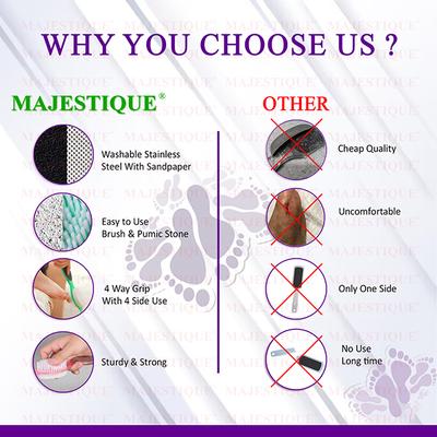 Majestique 4 in 1 Compact Foot Care for Legs - Foot Brush and Pedicure Tool - Color May Vary 1's - Manicure & Pedicure Kits