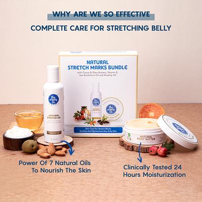 The Mom's Co. Natural Stretch Marks Bundle (100gm+100ml) 1's - Stretch Mark Cream