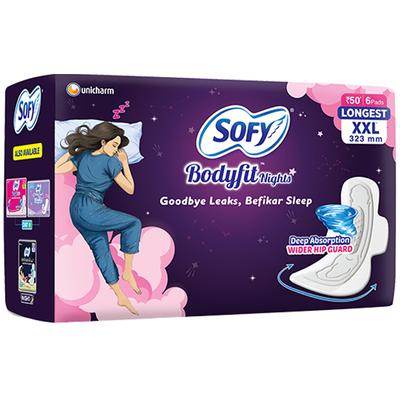 Sofy Bodyfit Nights Pads (XXL) 6's - Sanitary Napkins