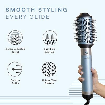 Winston 5 in 1 Hair Blow Brush Multi Styler with Auto Wrap Curler, Blow Brush, Straightening Brush, Dryer, and Curl Enhancer Suitable for All Hair Types- ICE BLUE 1s 1's - Hair Dryers