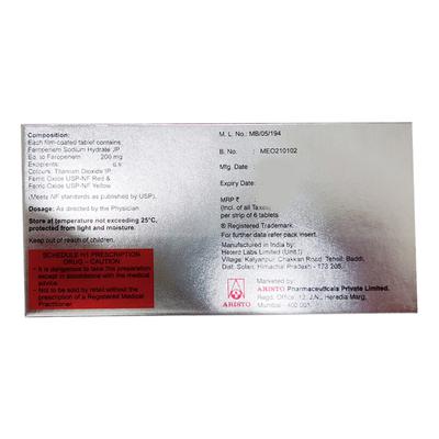 MERO O 200 Tablet 6's - Bacterial Infections-OAB