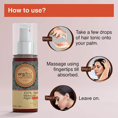 Aryanveda Arganic Organic Moroccan Argan Hair Tonic For Reduces Split Ends & Breakage 100 ml - Hair Creams