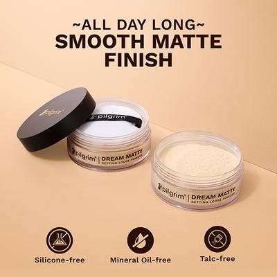 Pilgrim Banana Setting Loose Powder with Brightening Effect Sets Makeup All Day Long Pore-Blurring Smooth Finish Instant Oil-Control Lightweight 8 gm - Loose Powder