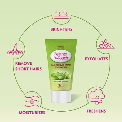 VI-John Feather Touch Hair Removal Cream Cucumber & Aloe Vera Tube for Sensitive Skin 40 gm - Shaving Creams