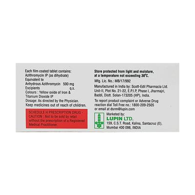 Azilup 500mg Tablet 3'S - Bacterial Infections-Mac