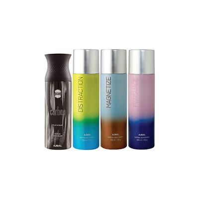 Ajmal 1 Carbon, 1 Distraction, 1 Magnetize And 1 Persuade Deodorants Pack of 4 200 ml - Deodorants/Roll-Ons