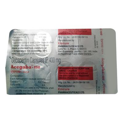 ACEGABA 400 Capsule 10's - Epilepsy/Convulsion-Ant