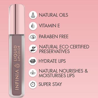 Infinia Liquid Lip Color Liquid Lipstick M 02 Long Lasting and Waterproof 5 ml - Liquid Lipsticks