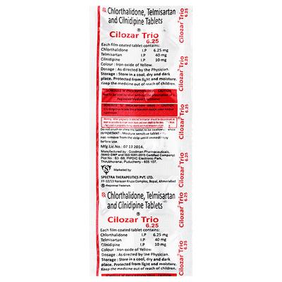 CILOZAR TRIO 6.25 Tablet 10's - Hypertension-Ana