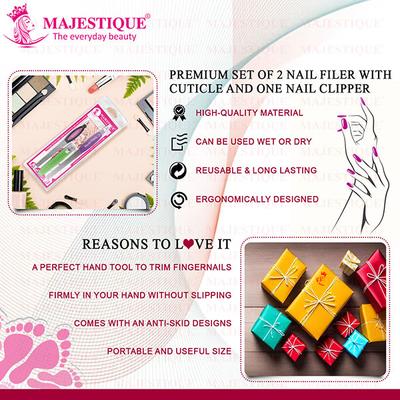 Majestique Nail Filers with Cuticle and Nail Clipper, Ultra Sharp Cutter - Multicolor 1's - Body Scrubbers & Brushes