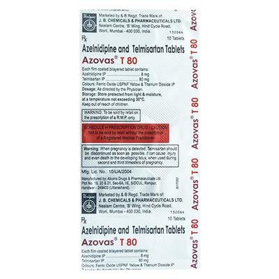 AZOVAS T 80 Tablet 10's - Hypertension-Ana