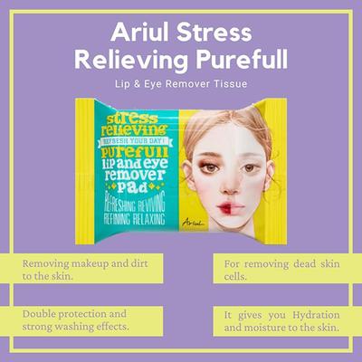 Ariul Stress Relieving Purefull Lip and eye remover tissue 55 ml - Facial Wipes & Tissues