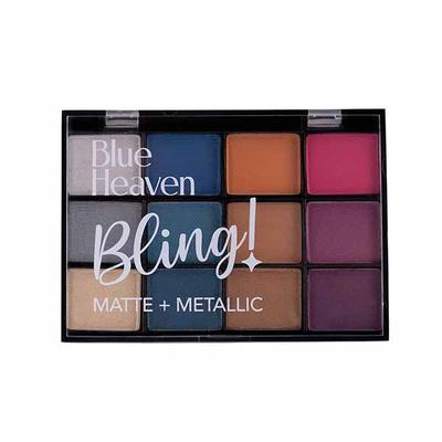 Blue Heaven Bling Matte + Metallic Eye Shadow Palette 12 in 1 Indie Vibe 22 gm - Eyeshadow, Bases & Primers