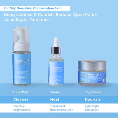 BrownSkin Beauty Thirst Trap Face Serum Day Cream Face Wash Combo Bum Bag 2's - Face Washes