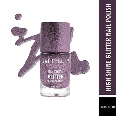 Swiss Beauty High Shine Glitter Nail Polish - (Shade-10) 12 ml - Highlighters & Illuminators