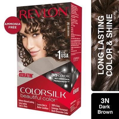 Revlon Colorsilk Hair Color With Keratin 3D Color No Ammonia- Dark Brown 3N (40ml+40ml+11.8ml) 1's - Crème