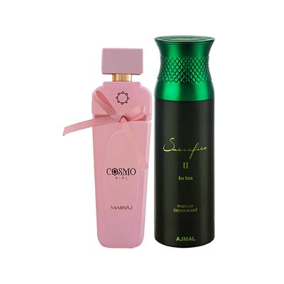 Maryaj Cosmo Girl EDP Floral Powdery Perfume And Ajmal Sacrifice II For Him Deodorant Fruity Aromatic Fragrance 300 ml - Perfumes (Edt/Edp)